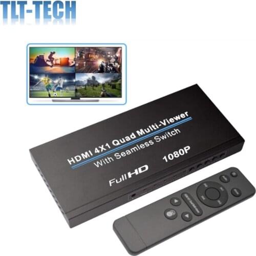 HDMI Swithcer 4X1 HDMI Quad Multi-Viewer HDMI Switcher 1080p HDMI Splitter Seamless IR Control 3D Support for PS3/PC/STB/DVD