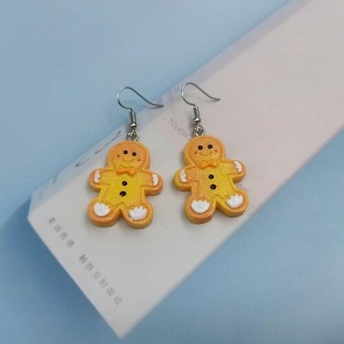 1Pair Korea Kawaii The Gingerbread Man Drop Earrings For Women Girl Cute Biscuit Earring Couples Gift Fashion Jewelry EC501
