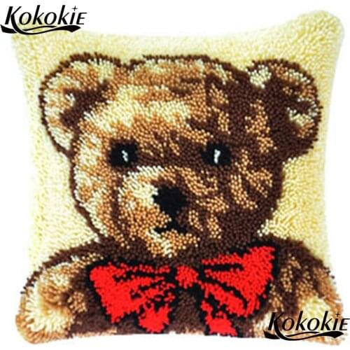 Cross stitch sets sale Cushion embroider needlework kits latch hook bear pillow handicraft Crocheting Rug yarn handmade carpet