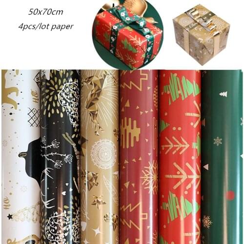 Xmas wrapping paper 4pcs Christmas green decoration craft paper Gift Wrap Artware Packing Package Paper gift paper