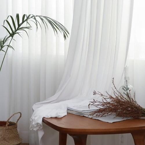 Solid Color Chiffon Tulle Curtains for Living Room Kitchen Bedroom Window Treatment White Sheer Voile Yarn