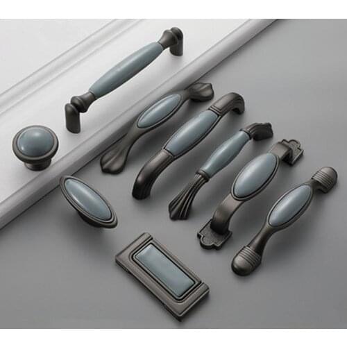 Pearl gray ceramic handle European modern minimalist Nordic drawer wardrobe cupboard door handle shoe cabinet wine cabinet Home