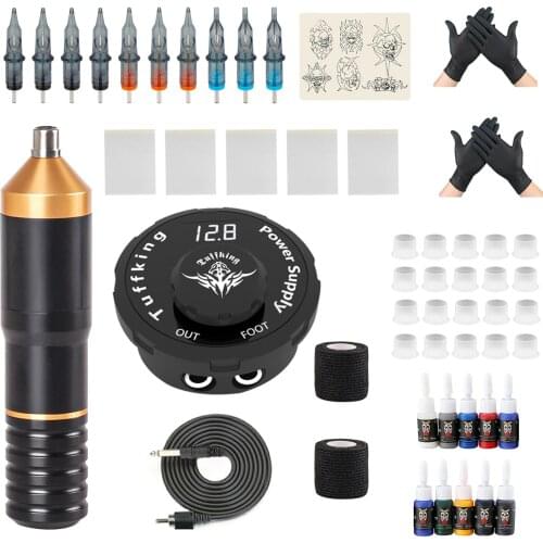 Complete Tattoo Kit Rotary Pen Tattoo Machine Kit with Cartridge Needles Permanent Makeup Tattoo Machine Set for Body Art