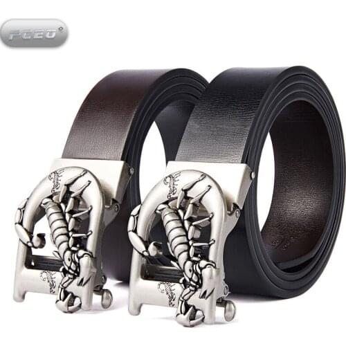 Factory Wholesale New Scorpion Automatic Buckle Belt Male Mens Belt Scorpion Pant Belt One Piece Dropshipping
