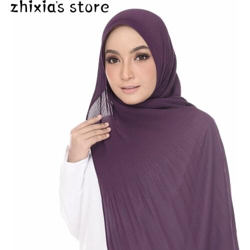 Pearl Chiffon Pleated Striped Skirt Headdress Womens High-end Fashion Muslim Scarf Shawl Arab High Quality Hijabs slam Clothing