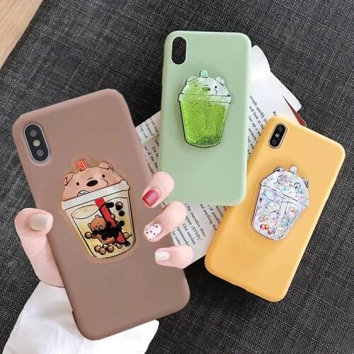 Lovely Drink Cup Case for Samsung Galaxy A10 A20E A2 Core A30S A40 A50 A60 A70 A80 A90 5G Cute Squishy Bear TPU Cover