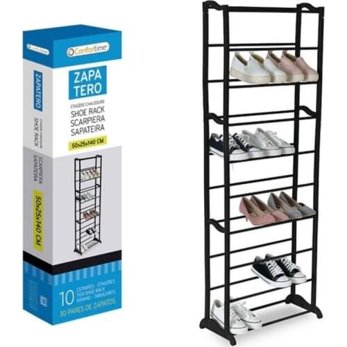Shoe Rack Confortime Black (30 Pairs) (50 X 25 x 140 cm)