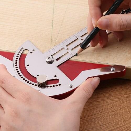 T-Type Woodworker Edge Rule Efficient Protractor Woodworking Ruler Angle Measure Stainless Steel Angle Protractor Carpentry Tool