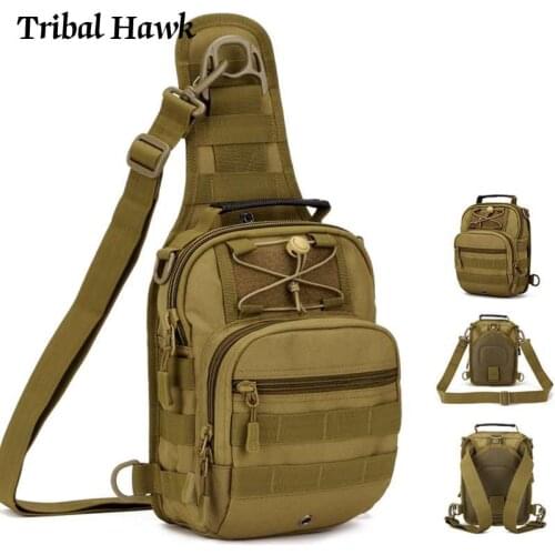 Tactical Shoulder Bag Military Molle Nylon Camo Sling Backpack Army Men Fishing Camping Hunting Hiking Waterproof Chest Bag