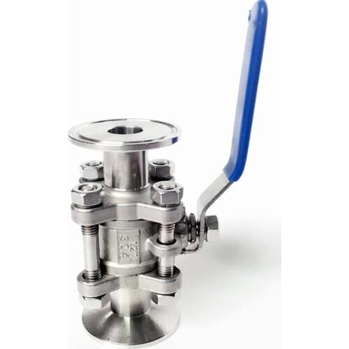 DN80 x 3" Tri Clamp 3-Piece Ball Shut Off Valve SUS 304 Stainless Steel Industrial