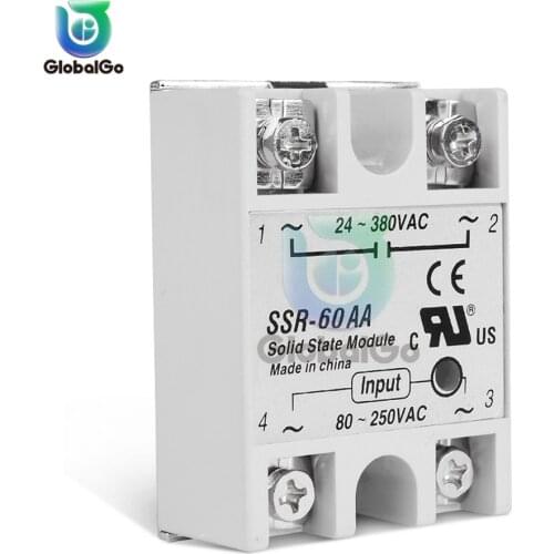 Solid State Relay SSR-10AA SSR-60AA SSR-70AA SSR-100AA AC Control SSR 10A 60A 70A 100A Single Phase Solid State Relay