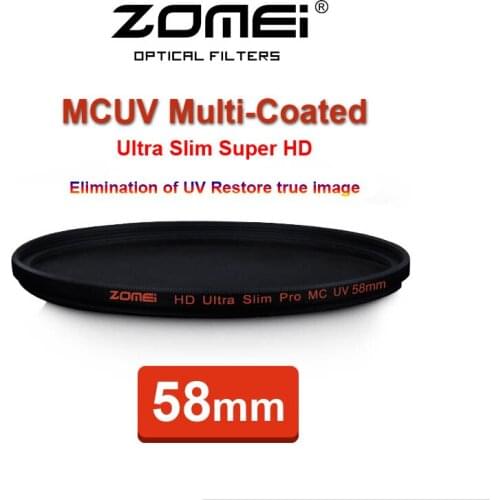 ZOMEI 58mm PRO Ultra Slim HD MCUV 18 Layer Multi-Coated Optical Glass MC UV Filter for Canon Nikon Pentax Sony Camera Lens 58 mm
