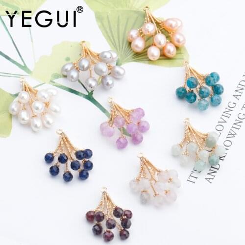 YEGUI M734,jewelry accessories,18k gold plated,0.3 microns,natural stone pearl,diy pendants,jewelry making,diy earring,4pcs/lot