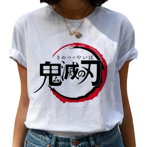 2020 Harajuku Funny Women T-shirt Japanese Anime Kimetsu No Yaiba Demon Slayer Top Female T Shirt 90s Harajuku O-neck Clothing