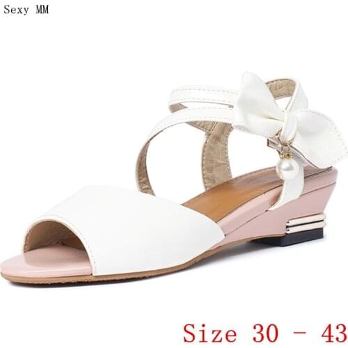 Women Low Heel Sandals Wedges Shoes Woman Low Heels Gladiator Sandals Pumps Small Plus Size 30 31 32 33 - 40 41 42 43