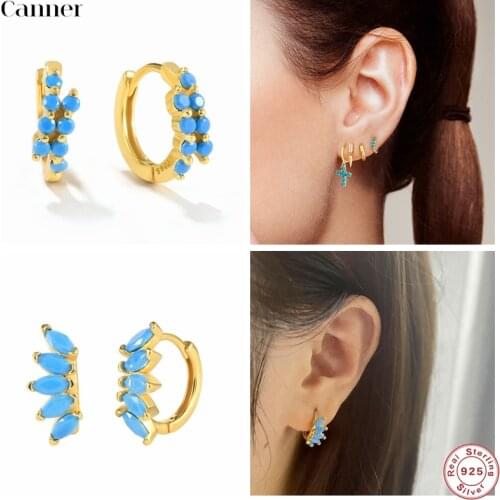Canner Luxury 925 Sterling Silver Hoop Earrings for Women Korean Zircon Earings Huggie Earings Glossy Pendientes Fine Jewelry W5