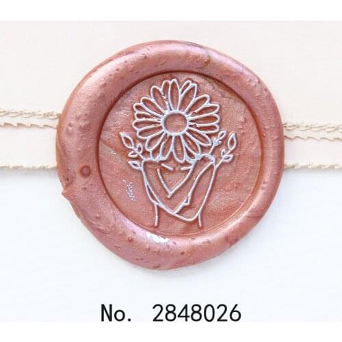 Female with sunflower Wax seal stamp,Party Wax Seal Stamp Kit invitation seals,gift envelop packing seal,Seal Stamp,Flower stamp