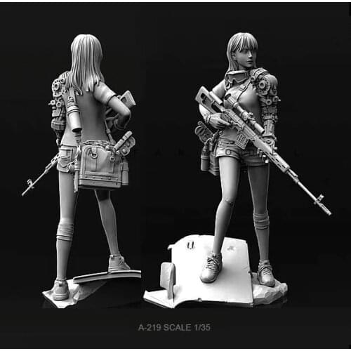 1/35 Resin Figure Kits Future girl sniper model self-assembled A-219