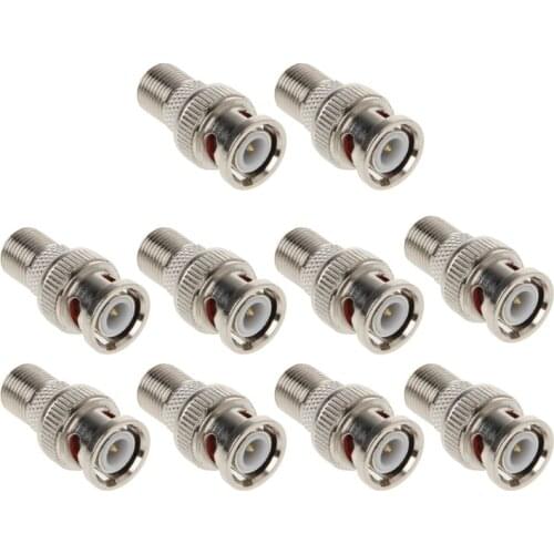 10Pcs/Set BNC Male Plug To F Female Jack Coax Connector Adapter For CCTV Camera