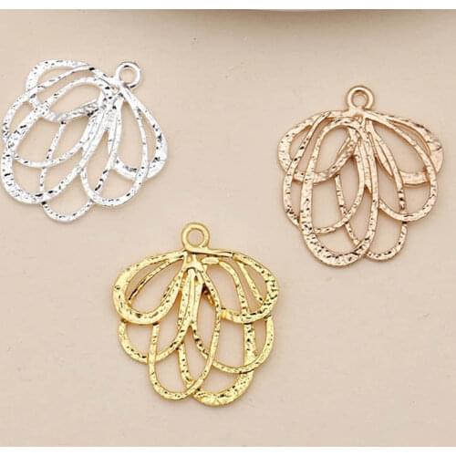 20pcs 24X26mm Filigree Flowers Connectors Charms for DIY Jewelry Making Gold Silver Plated Necklace Earring Pendant Findings