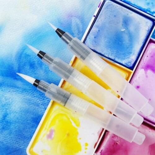 Water Coloring Brush Pens 3pcs Brush Tips for Watercolor Painting Water Soluble Pencils Markers Solid Colors Powdered Pigment