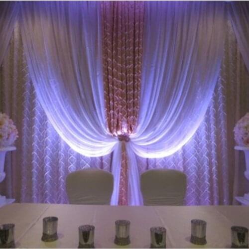 3x6m Luxury White with gold wedding backdrop lace wedding drapes stage curtain