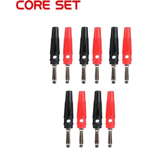 5Pair/10Pcs Solderless Side Stackable Banana Plug Connector Copper High-voltage Speaker line banana head Red and Black 4mm 32A