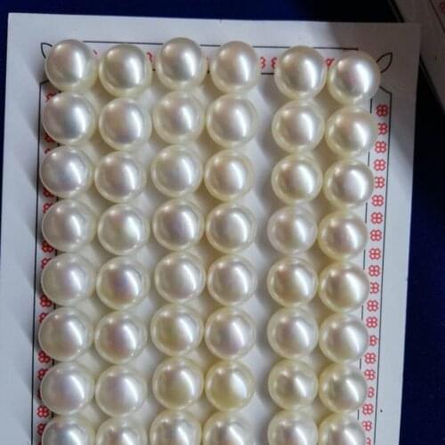 AAA lots 54 pcs (27pairs 10mm half drilled button FW PEARL