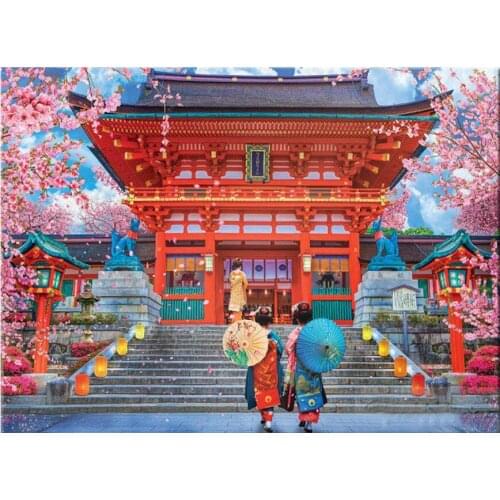 Needlework diamond embroidery japanese temple sakura landscape diamond painting cross stitch mosaic picture of rhinestone decor
