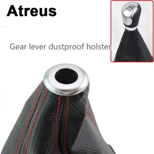 Atreus For Mercedes benz W204 W203 W211 AMG Mini Skoda octavia a5 Car Carbon Fiber Genuine Leather Gear Lever dust-proof Cover