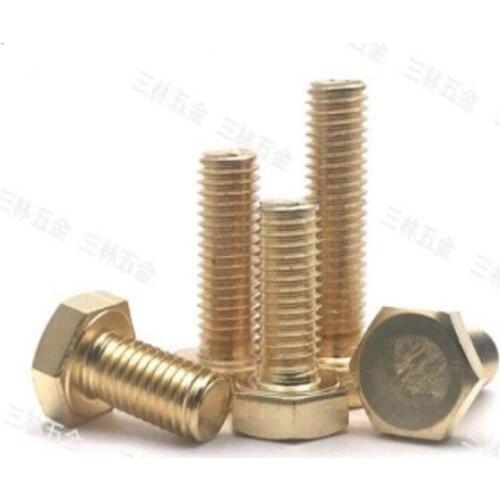 2-10pcs M4 M5 M6 M8 M10 DIN933 brass hex bolt