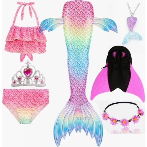 Girls Mermaid Tails Bra Shorts Monofin Swimsuit Cosplay Dress Kids Children Mermaid Tail Clothing Swimming Wear Flipper Costume