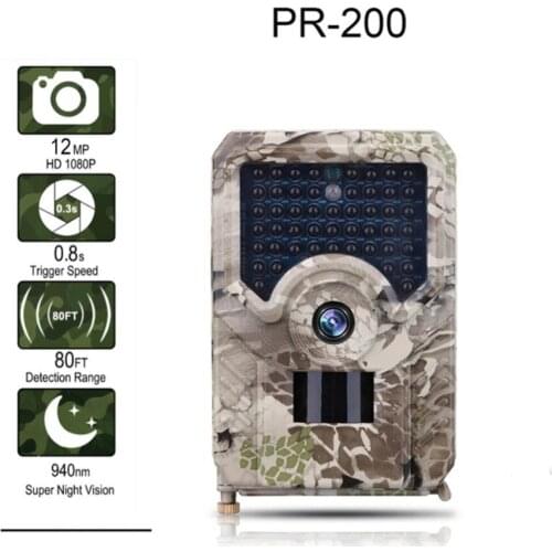 PR200 Trail Camera 12MP 940NM Led Hunting Camera IP56 Waterproof Wildlife Camera Night Vision Photo Trap Scouts
