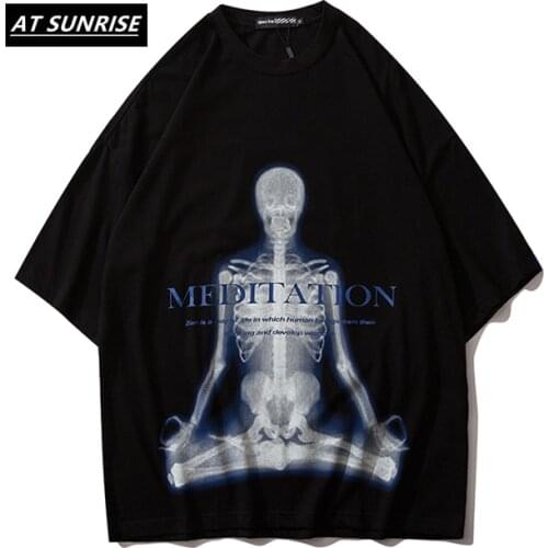 2020 Men Hip Hop T Shirt Skeleton skeleton Printed T-Shirts Summer Casual Short Sleeve Tops Fashion Tshirts Streetwear black Tee