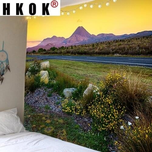 HKOK Landscape Tapestry Wall Rugs Wall Hanging Covering Fabric Mural Background Cloth Towel Beach Fabric Blanket Living Home Dec