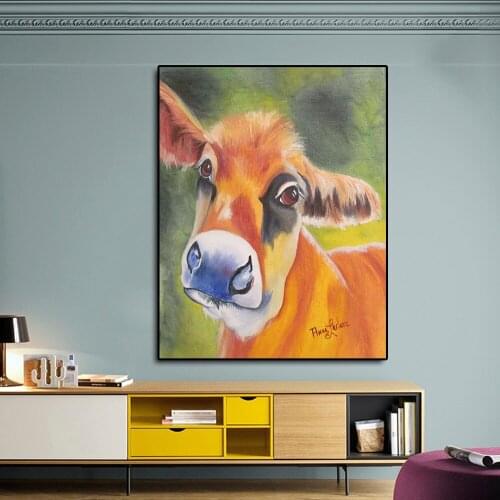 AAVV Painting on Canvas A Lovely Long - Ear Donkey Oil Painting Wall Images to Poster and Print for Living Room Wall No Frame