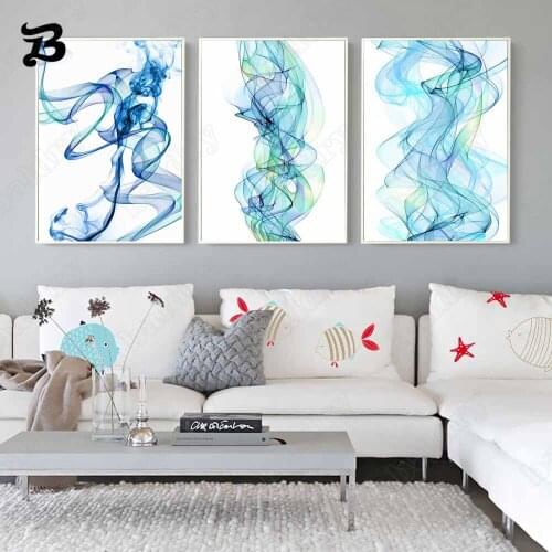 Canvas Painting Wall Art Nordic Abstract Modern Oil Painting Blue Casual Wall Pictures for Living Room Office Home Decoration