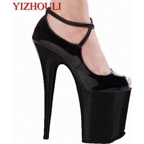 Classic PU Ankle Strap Platform Women 20cm Super High Heel Shoes, High Heel Single Shoes, Dress / Party Shoes
