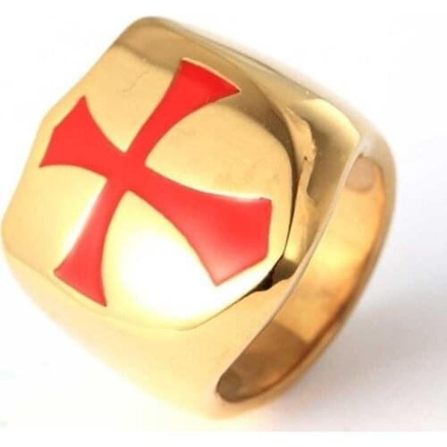 Classic Trend Men Ring Punk Fashion Multicolor Shield Christian Big Cross Amulet Ring Mens Boutique Jewelry