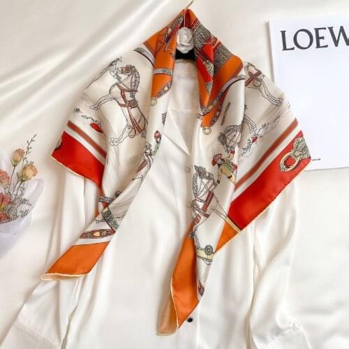 KOI LEAPING new urban fashion temperament 90 carriage large square scarf female handmade twill silk scarf dual-use shawl