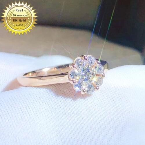 18k gold diamond ring Engagement&Wedding Natural Real Diamond Ring Jewellery have certificate