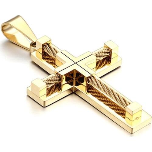 New Arrival Stainless Steel Necklace for Men Vintage Cross Pendant 60cm Long Necklace Box Chain Fashion Jewelry