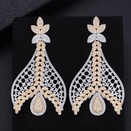 LARRAURI Trendy Big Women Statement Earrings Elegant Geometric Pendant Earrings Dubai Wedding Fashion Jewelry Making