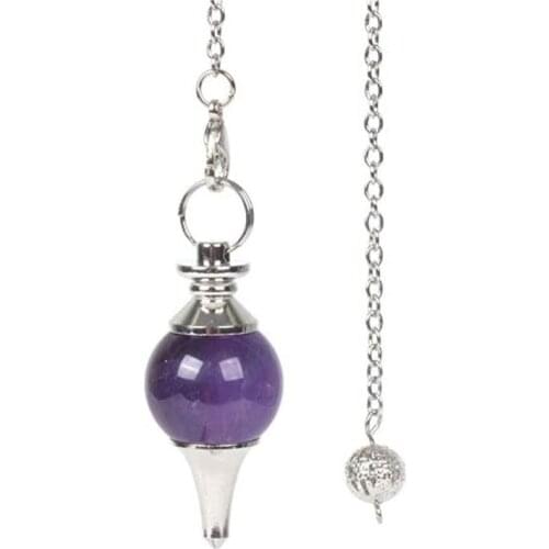 Fortune-telling Pendulum For Dowsing Natural Stone Crystal Purple Agates Circular Cone Charm Crystal Pendant Pendule Divination