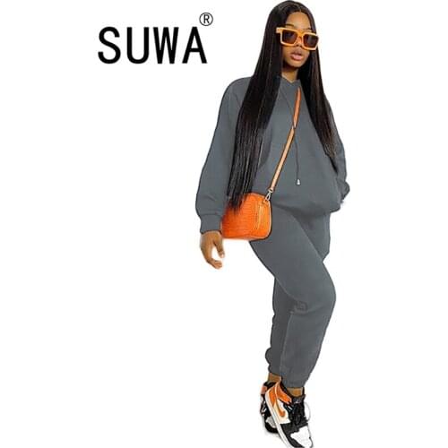 Fashion Oversize XL-4XL Women Sets Hooded Neck Sweatshirt Lady Long Sleeve Tops High Waist Ankle Banded Pants Sports Outfits