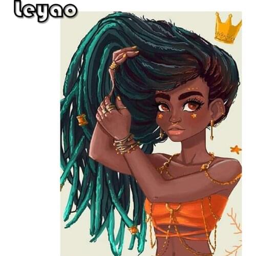 5D Diamond Painting Kit African Women Full Drill,Girl Paint with Diamonds Art Rhinestone Embroidery Cross Stitch Craft Decor