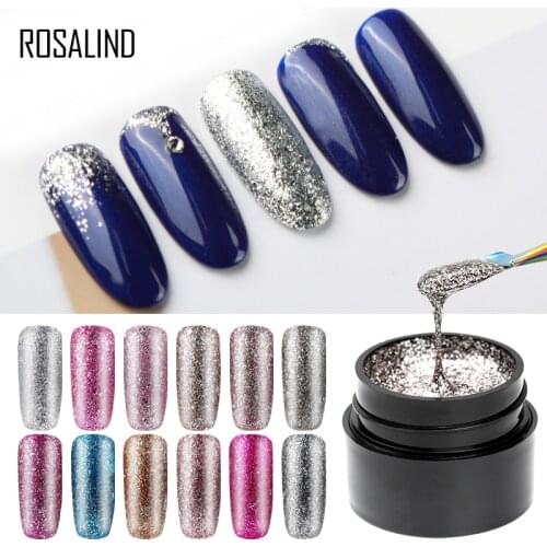 ROSALIND Gel Polish Set For Manicure Shiny Platinum Nails Art Poly Nail Gel Lak UV Colors Top Base Coat Primer Hybrid Varnishes