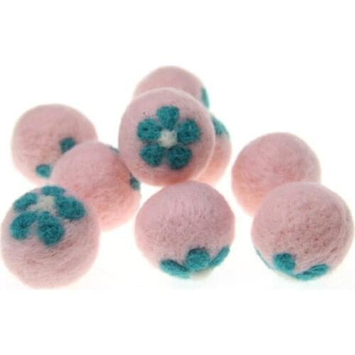 Brand New 30MM Round Wool Felt Balls with Spring Flowers Decor Handmade 20PCs Ornament Garment Accessoreis Girls Hair Band DIY