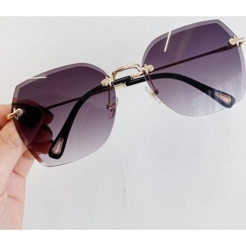 QPeClou 2020 New Vintage Rimless Gradient Sunglasses Women Fashion Metal Framless Sun Glasses Female Luxury Color Shades Oculos