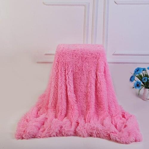 Autumn Winter Thick Coral Velvet Blanket Solid Color Double-sided Flannel Cover Blanket Mesh Lattice Air Conditioning Blanket